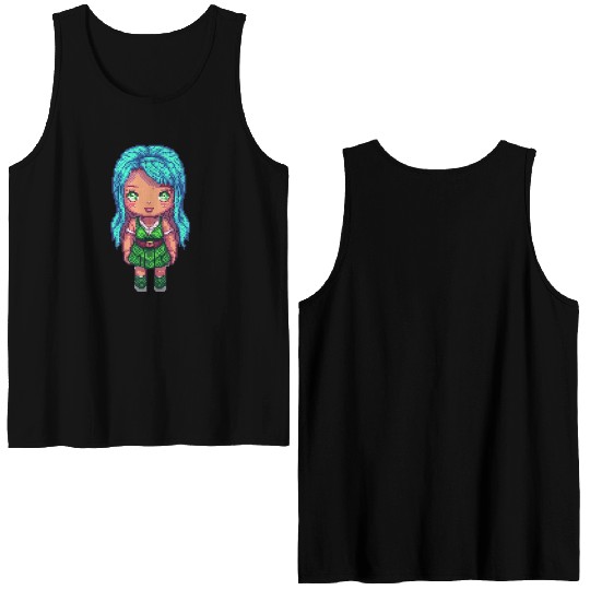 Mystic Emerald Sprite - Pixel Art Design Double Sided Tank Tops
