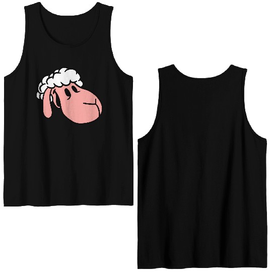 Sheep Face Head Cute Sweet Little Lamb Cool Comic Double Sided Tank Tops