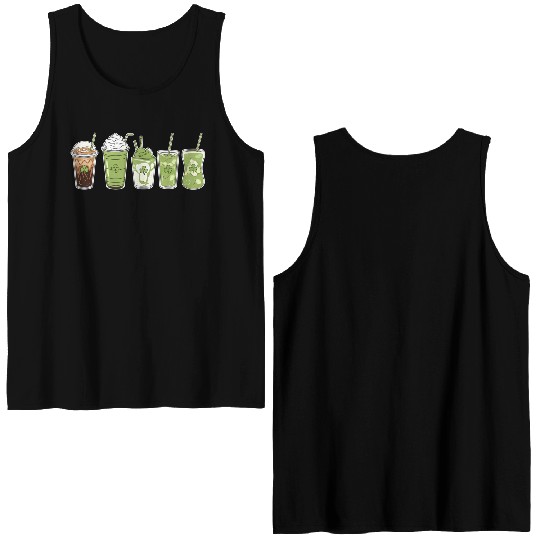 Coffee Latte Green Cute Irish St Patrick's Day Double Sided Tank Tops