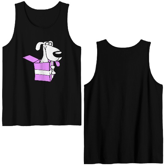 Dog Pet Gift Box Funny Crazy Surprise Fun Puppy Double Sided Tank Tops