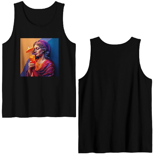 3D Artistic Lady with Tropical Drink in Vibrant Double Sided Tank Tops