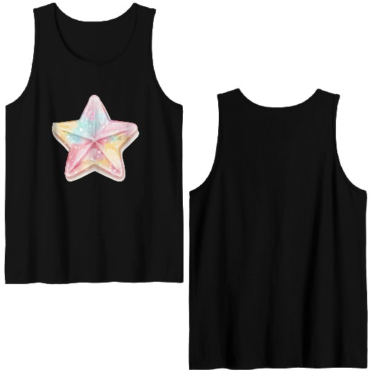 Pastel Star Shiny Bright Colorful Star Double Sided Tank Tops