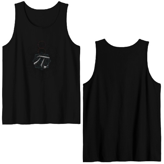 3D Optical Illusion Geometric Pi Symbol π for Math Double Sided Tank Tops