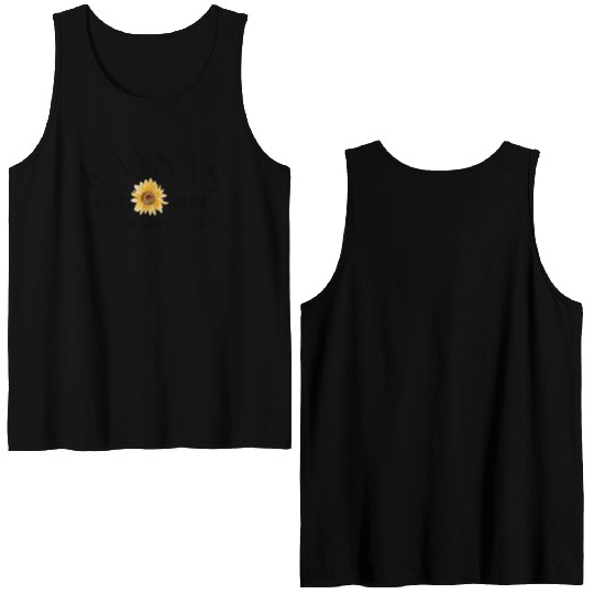 Sunflower Burst Botanical Design Double Sided Tank Tops