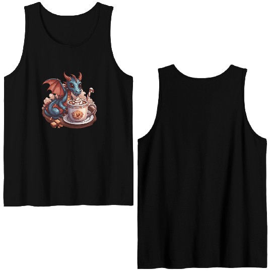 Cozy Dragon and Hot Chocolate Delight Double Sided Tank Tops