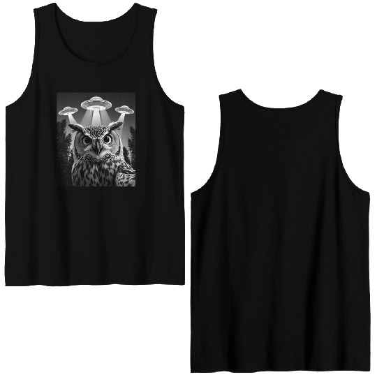 UFO Funny Owl Double Sided Tank Tops