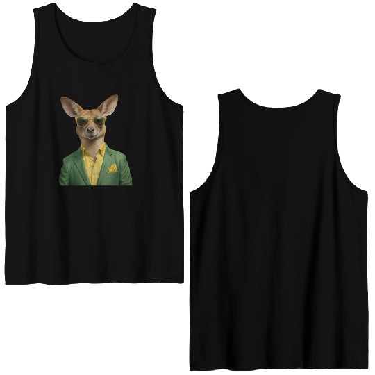 Green and Gold Kangaroo 7 Double Sided Tank Tops