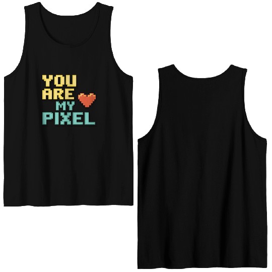 Gamer Valentine's Pixel 8-bit Gaming Couple Double Sided Tank Tops