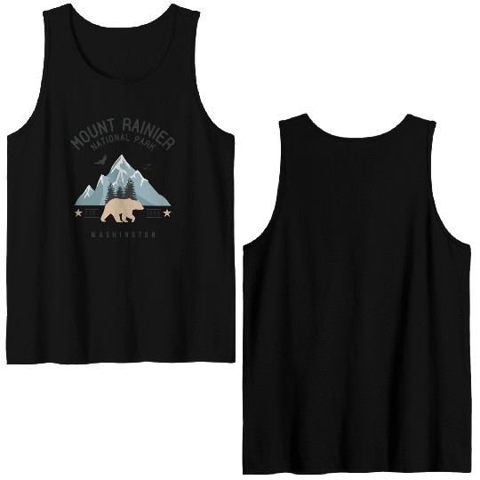 Mount Rainier National Park Est. 1889 Washington Double Sided Tank Tops