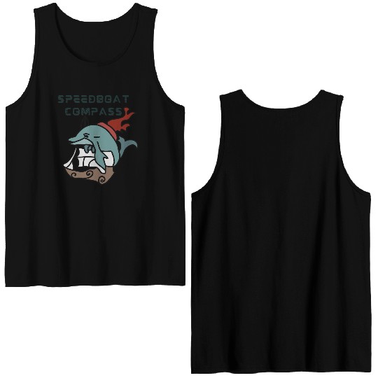 Minimalist Dolphin sailing fast and fun Double Sided Tank Tops