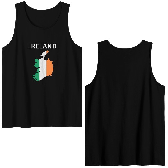 Ireland Flag Map Double Sided Tank Tops
