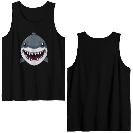 Shark Anime faces Double Sided Tank Tops