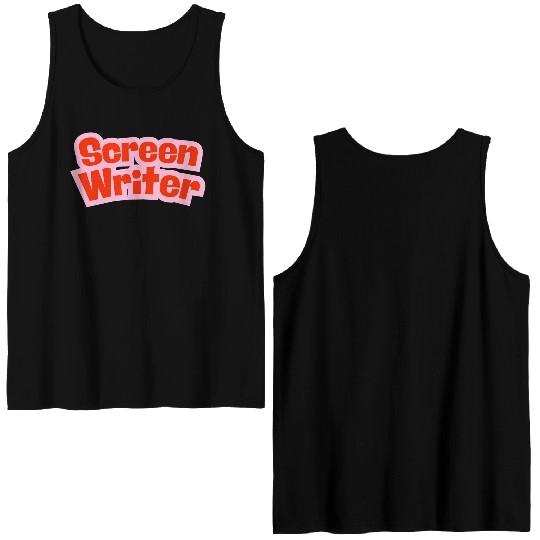 Screen Writer Red Text with Pink Border Double Sided Tank Tops