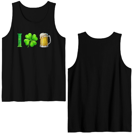I Shamrock Beer Funny St Patrick's Day I Love Beer Double Sided Tank Tops