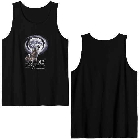 Echoes Of The Wild Howling Wolf Moon Art Double Sided Tank Tops
