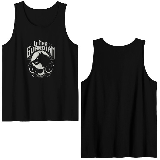 Lunar Guardian Celestial Wolf Moon Phases Double Sided Tank Tops