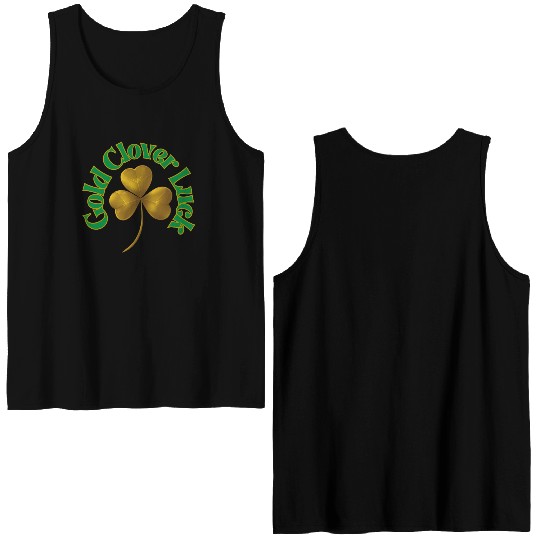 St. Patrick's Day - Gold Clover Luck Double Sided Tank Tops