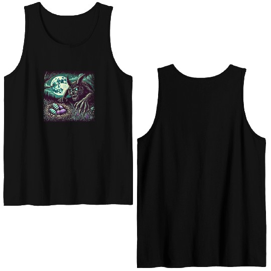 Creepy Werewolf Easter Bunny Nightmare Double Sided Tank Tops