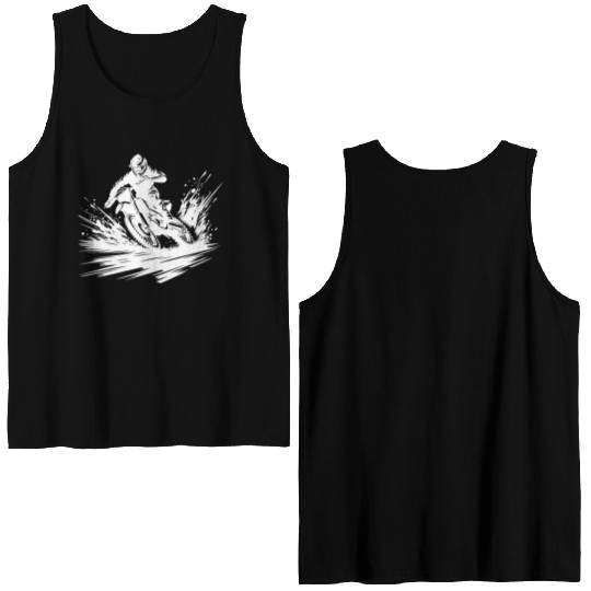 Extreme Sport Motorcycle In Spectacular Drift Double Sided Tank Tops