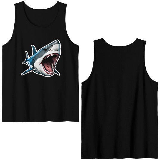 Big White Shark Attack Double Sided Tank Tops