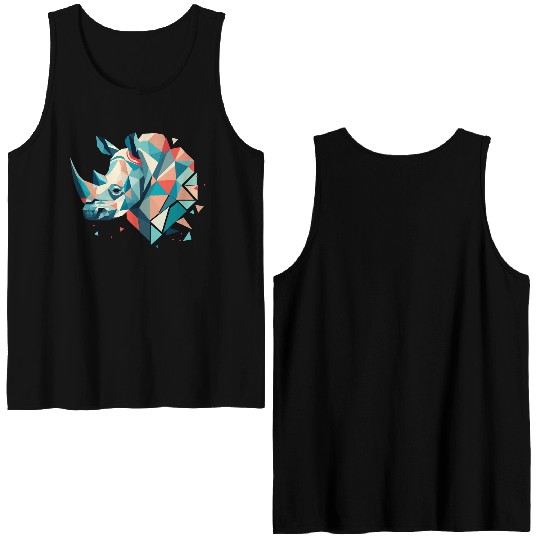 Abstract Rhinoceros - Geometric Strength Double Sided Tank Tops