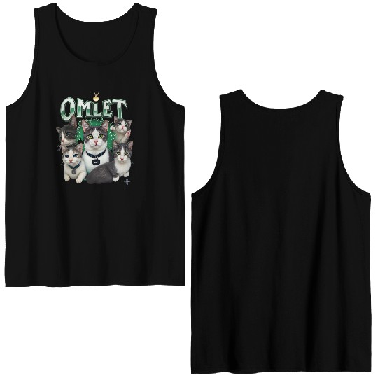 Vintage 90s Aesthetic Multi-Cat Graphic Double Sided Tank Tops