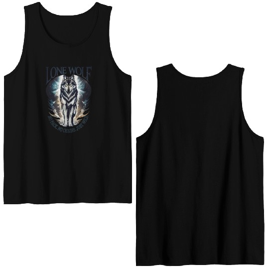 Lone Wolf - No Pack, No Chains, Just Wild Double Sided Tank Tops