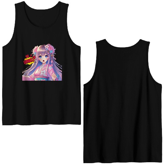 Kawaii Kimono Girl Double Sided Tank Tops