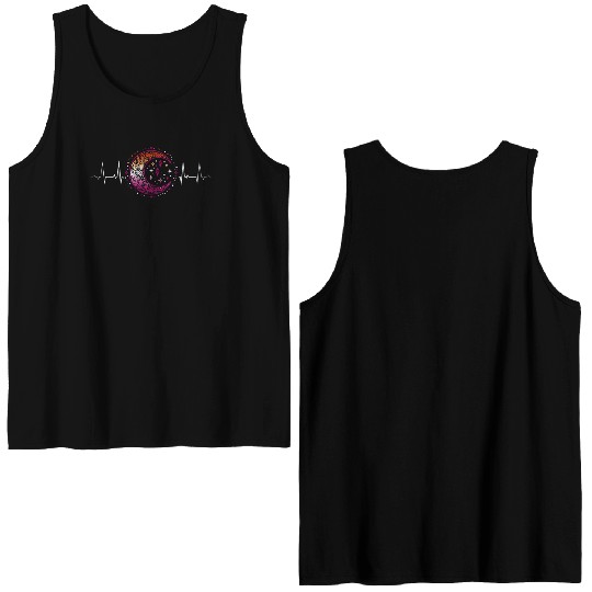 Lesbian Heartbeat Celestial Moon Pride Aesthetic Double Sided Tank Tops