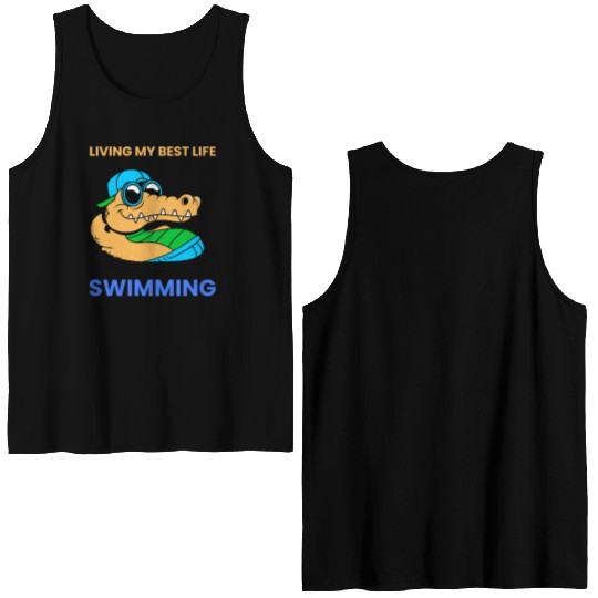 Living My Best Life Swimming Double Sided Tank Tops