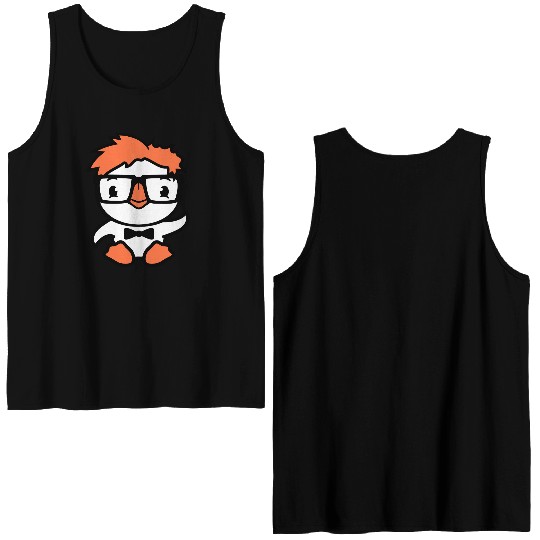 Duck Nerd Geek Smart Horn-Rimmed Glasses Greeting Double Sided Tank Tops
