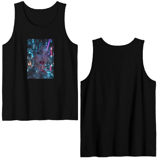 Neon Siren A Cyberpunk Reverie Double Sided Tank Tops