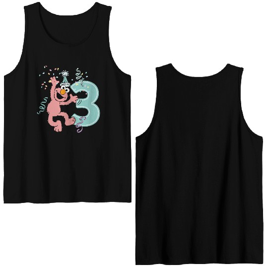 Sesame Street Birthday Design With Elmo 3 Years Double Sided Tank Tops