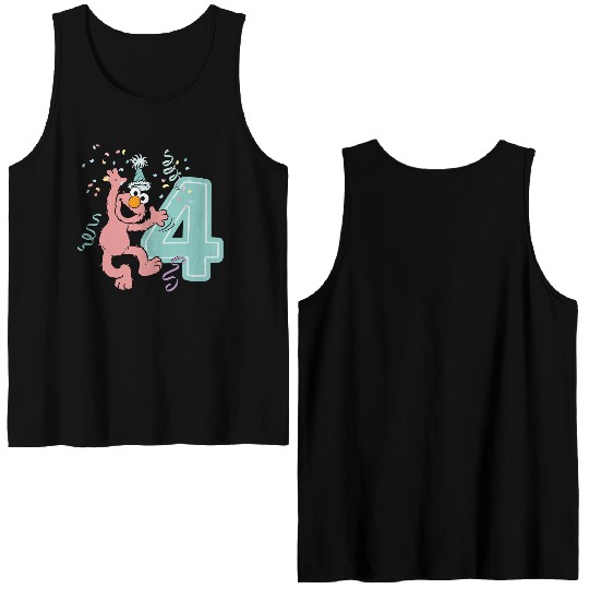 Sesame Street Birthday Design With Elmo 4 Years Double Sided Tank Tops