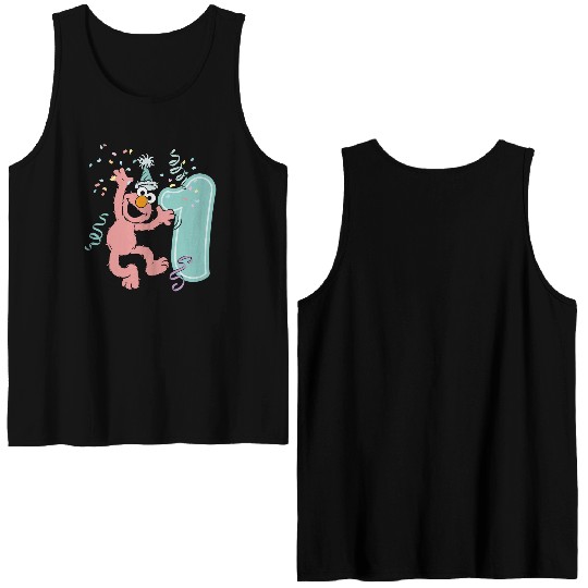 Sesame Street Birthday Design With Elmo One Year Double Sided Tank Tops