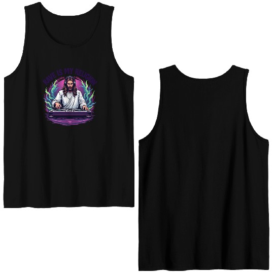 Rave Techno House Party EDM Festival Goa Electro Double Sided Tank Tops