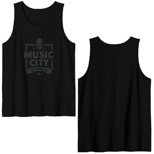 Music City Nashville Guitar Tennessee Double Sided Tank Tops