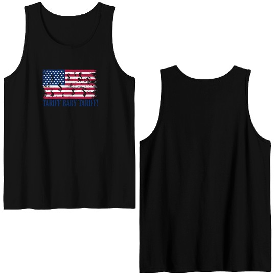 Tariff Baby Tariff American Flag Trump Tariff Double Sided Tank Tops