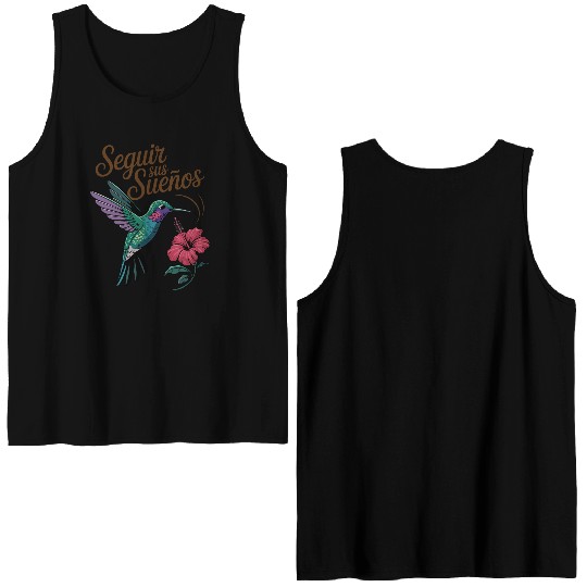 Seguir Sus Suenos Follow Your Dreams Hummingbird Double Sided Tank Tops