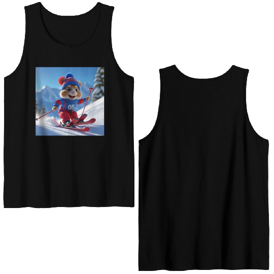 Hamster climbing the mountains cute Double Sided Tank Tops