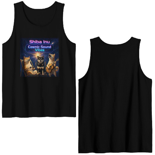 Shiba Inu Cosmic Sound – Chill Dog Band Double Sided Tank Tops