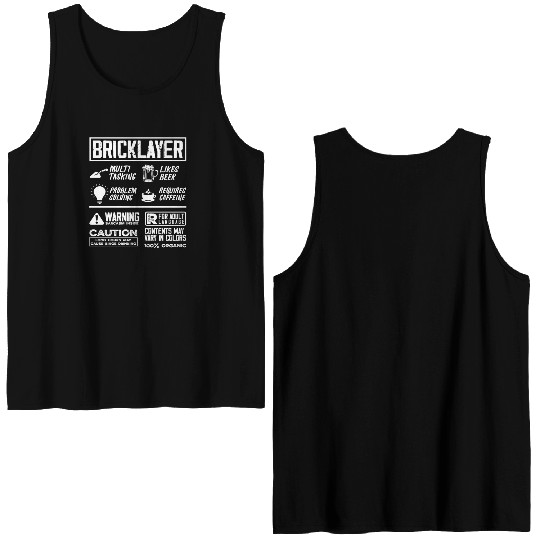 Bricklayer Multitasking Beer Caffeine Warning Double Sided Tank Tops