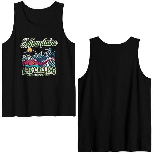Mountains Are Calling Retro Adventure Double Sided Tank Tops