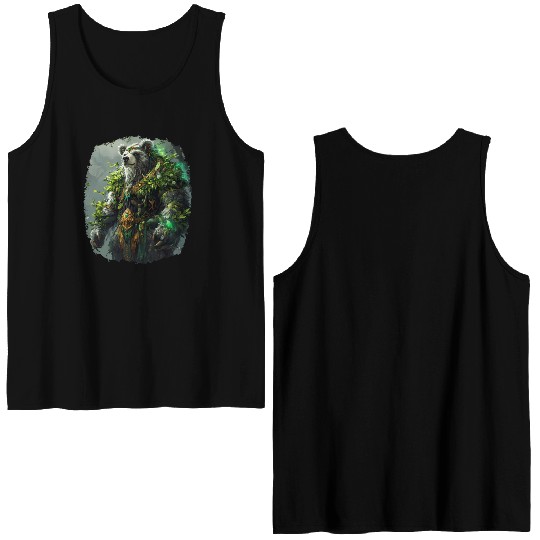 Guardian Bear Wielding Nature Magic Power Double Sided Tank Tops
