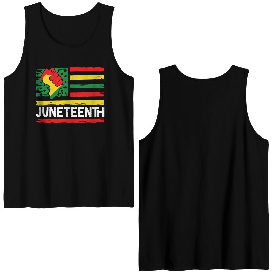 Freedom Day Juneteenth Black And Proud Double Sided Tank Tops