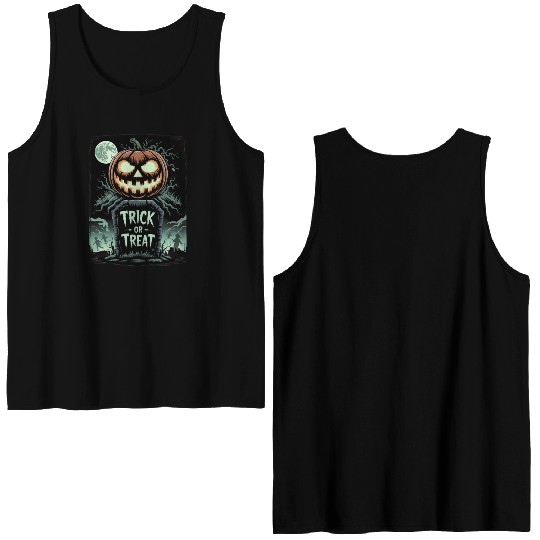 Halloween Horror Scary Thriller Trick Or Treat Double Sided Tank Tops