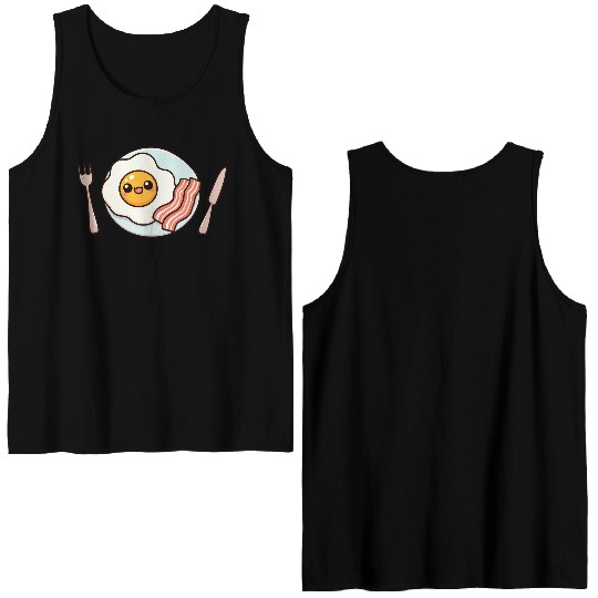 Whimsical Sunny Side Fried Egg Design Double Sided Tank Tops