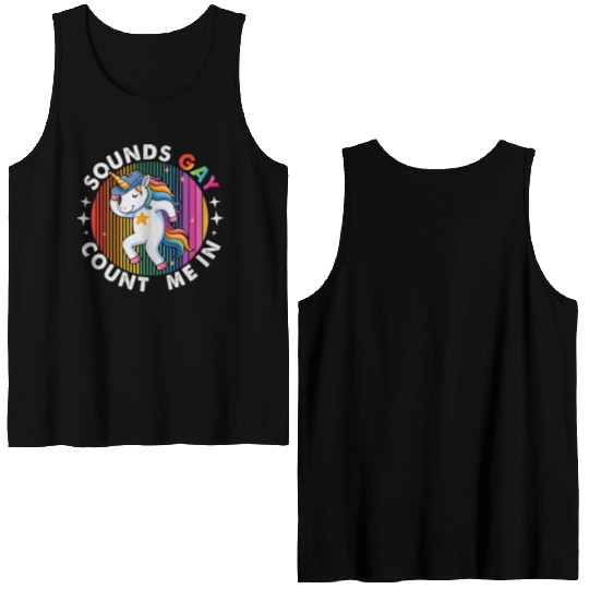 Dancing Unicorn Cowboy Hat Double Sided Tank Tops