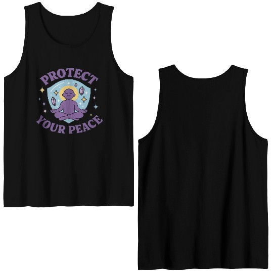 Protect Your Peace Meditation Zen Spiritual M Double Sided Tank Tops