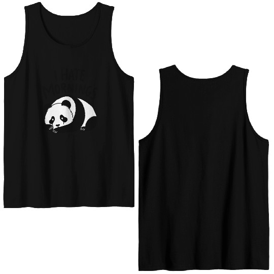Panda I Hate Mornings Saying Double Sided Tank Tops